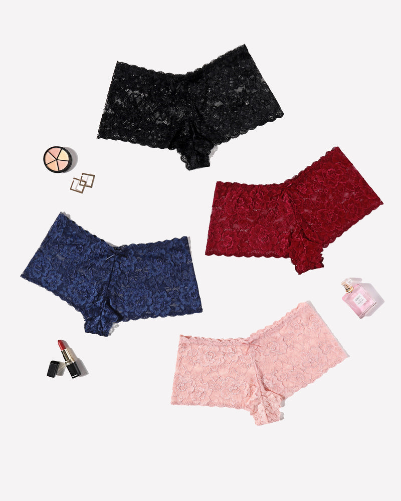 4 Stück Floral Lace Panties Mid-Rise Panty