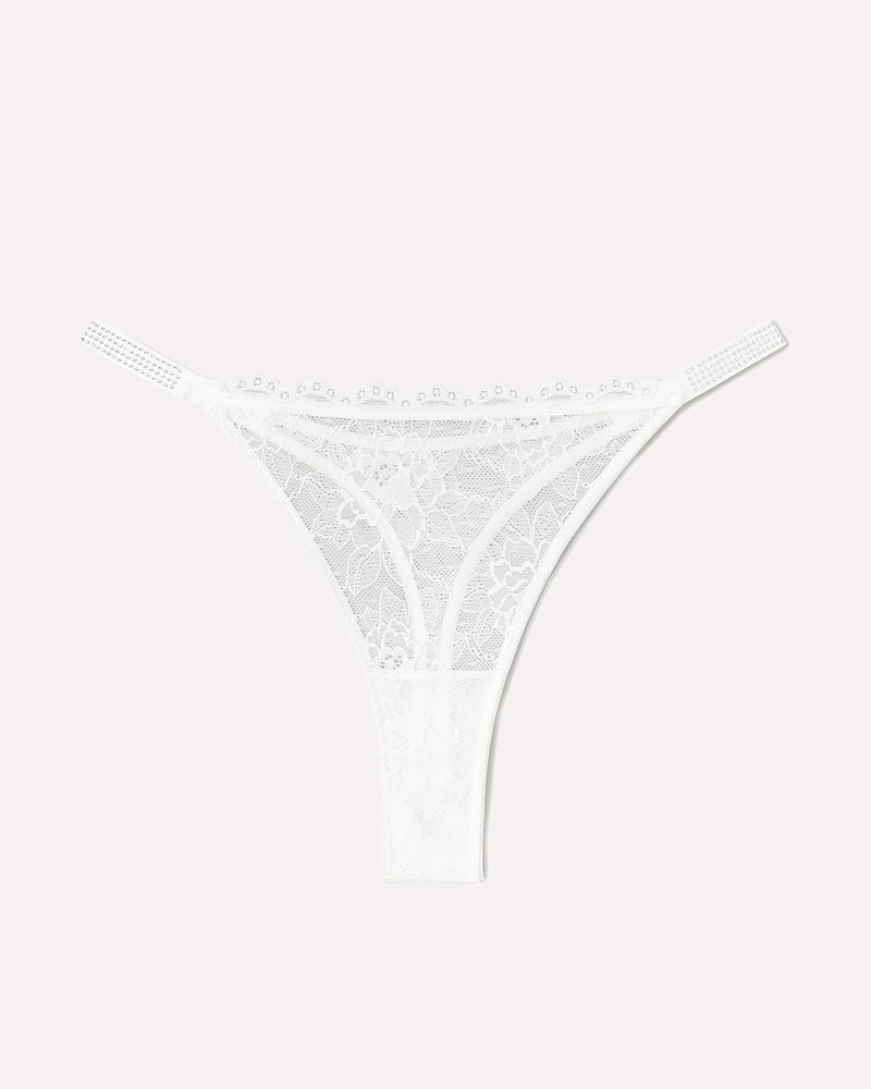 Tanga aus Spitze mit strassbesetztem Riemen