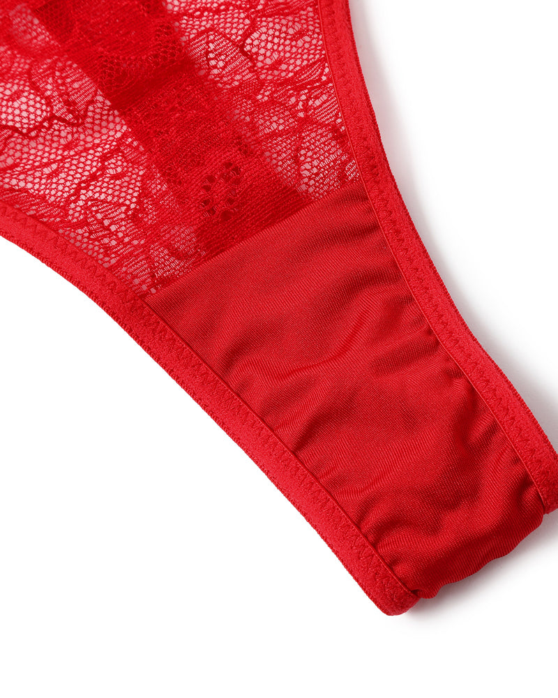 Tanga aus Spitze mit strassbesetztem Riemen