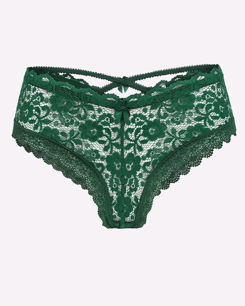 Spitze Criss Cross Back Floral Hipster Panties