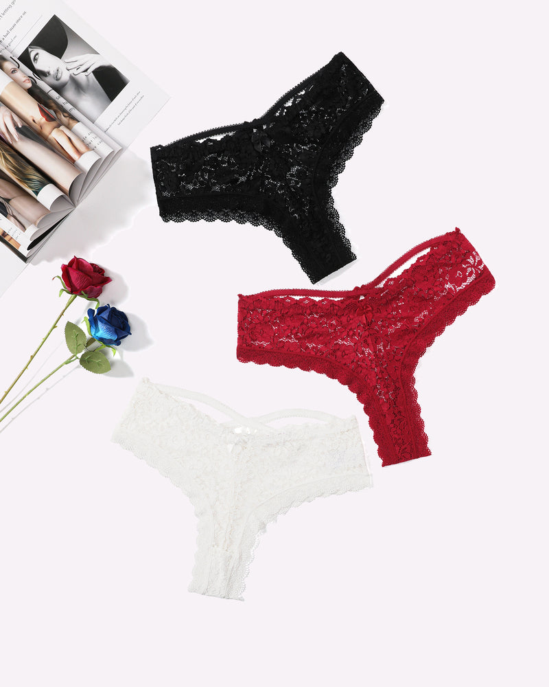 Spitze Criss Cross Back Floral Hipster Panties