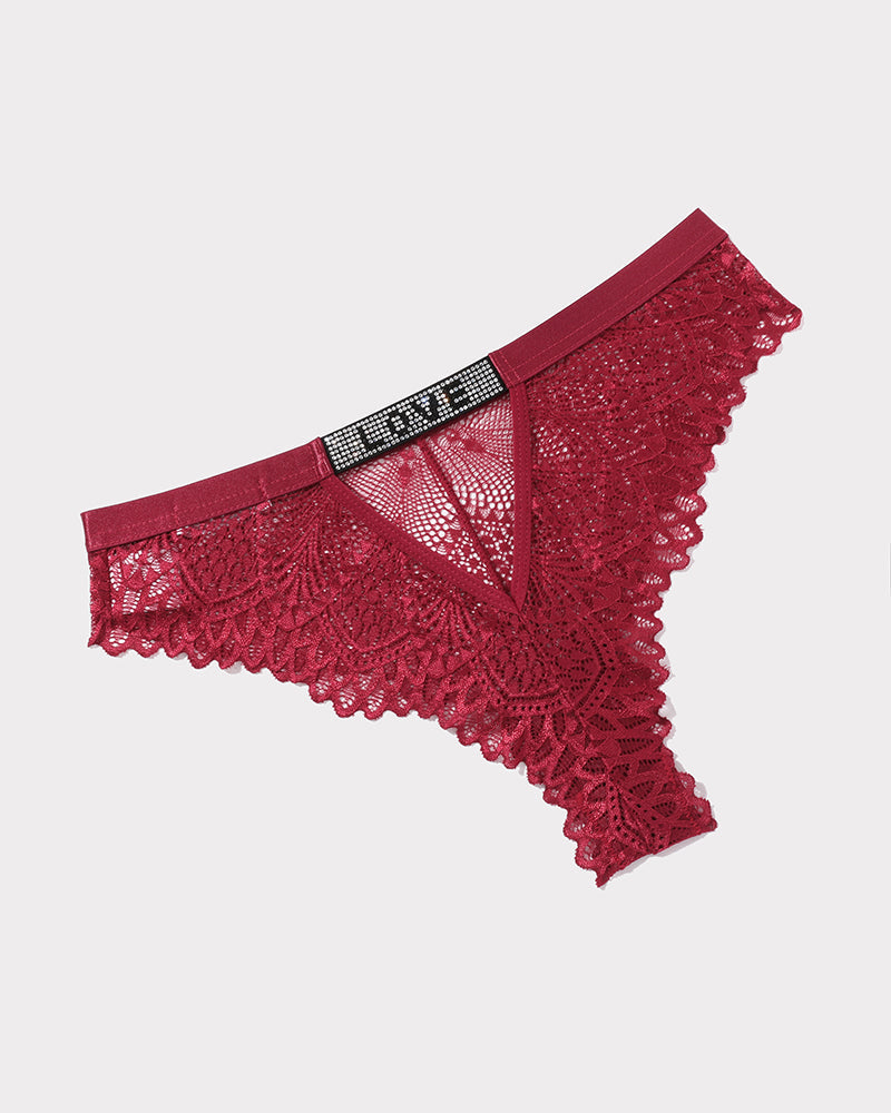 Lace Rhinestone Panty