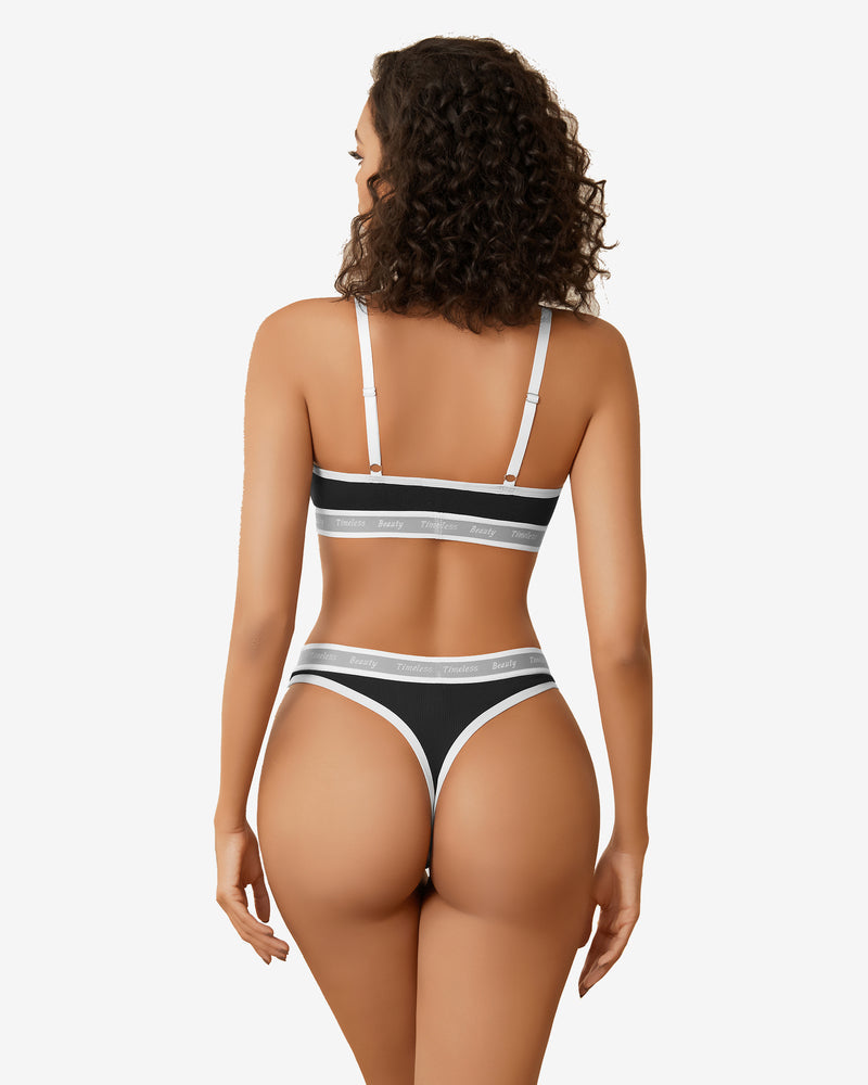 Kontrast-BH und Panty-Set