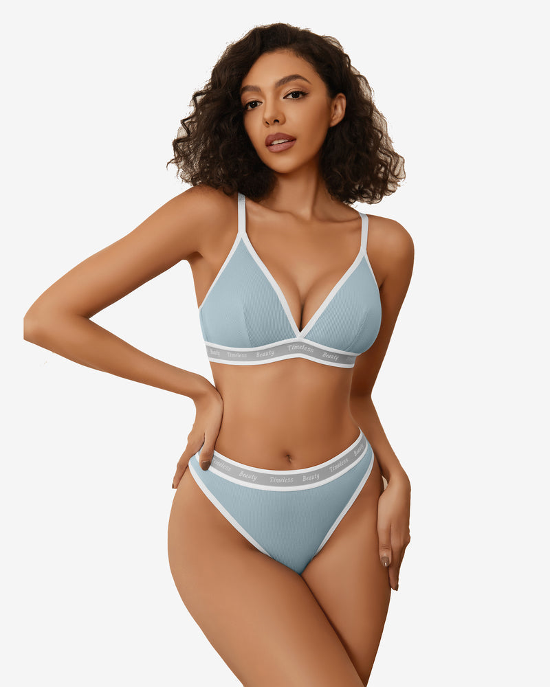 Kontrast-BH und Panty-Set