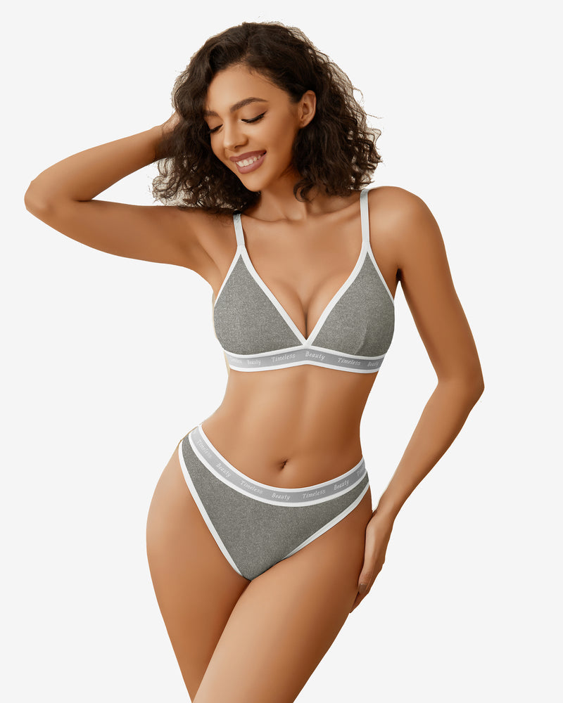 Kontrast-BH und Panty-Set