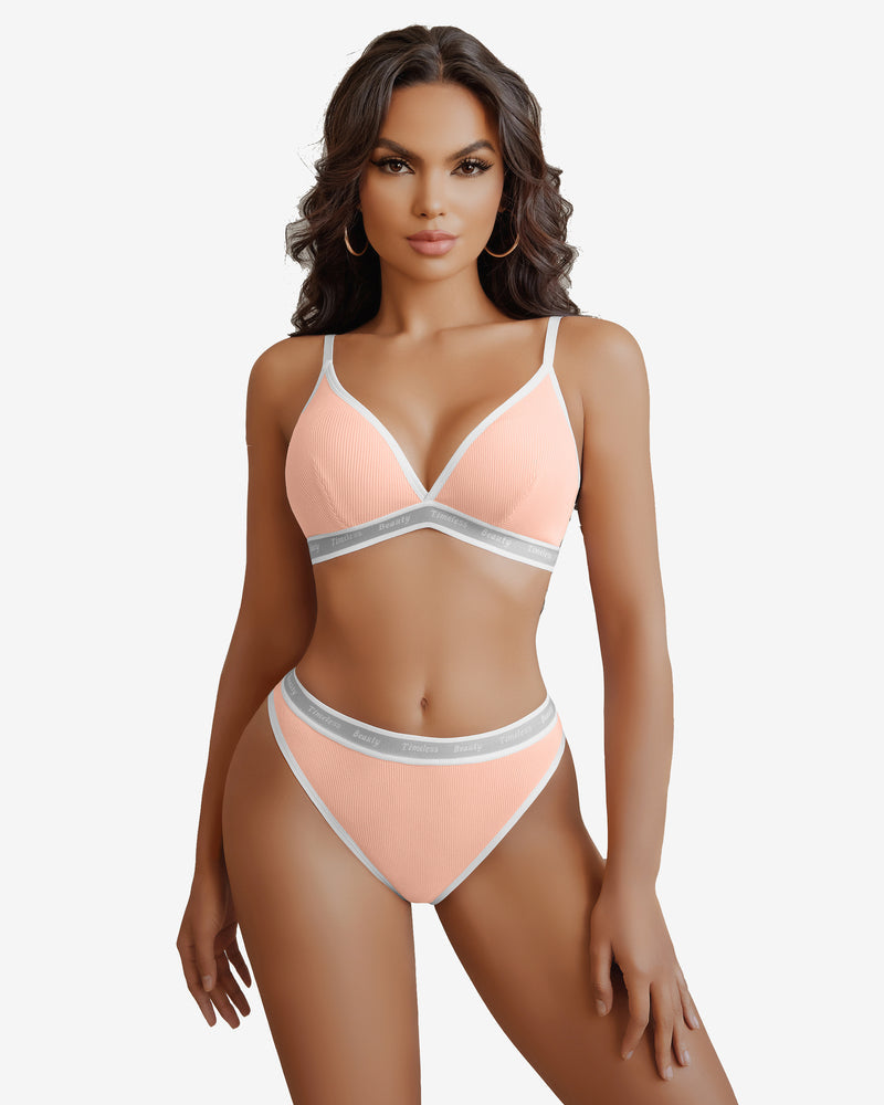 Kontrast-BH und Panty-Set