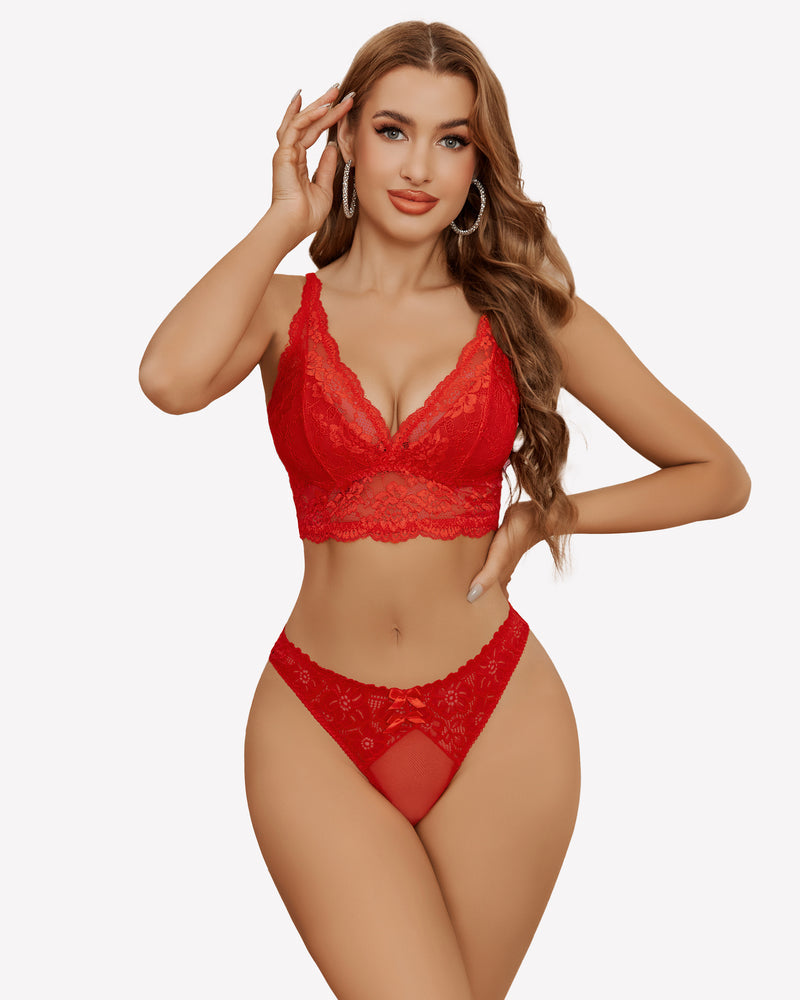 Mesh-Spitzen-Tangas mit niedriger Taille Höschen