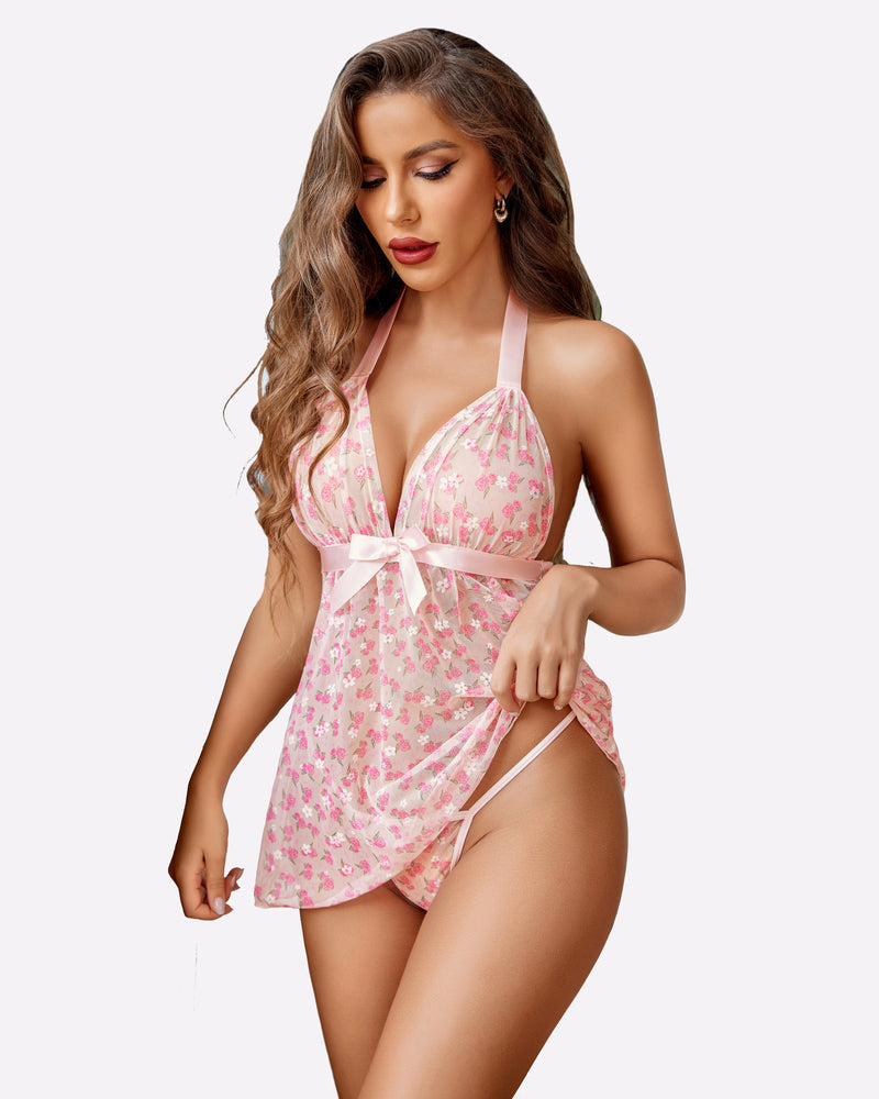 Exotische Halter-Nachthemden Transparentes Mesh-Babydoll