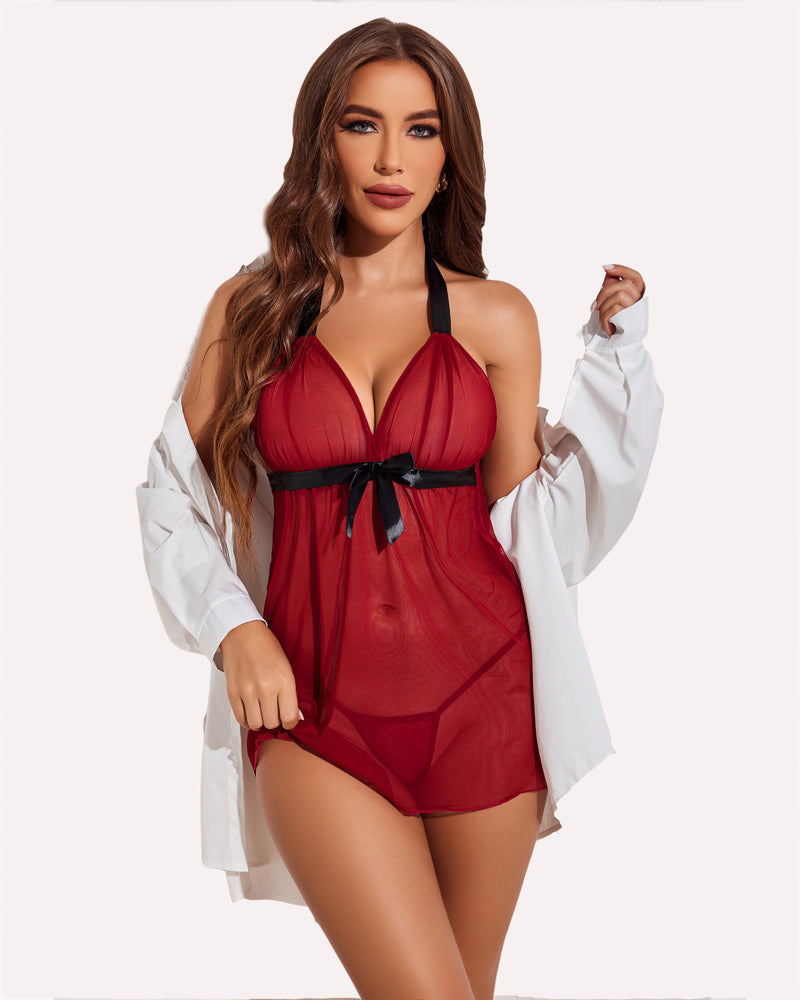 Halter Mesh Spitze Babydolls