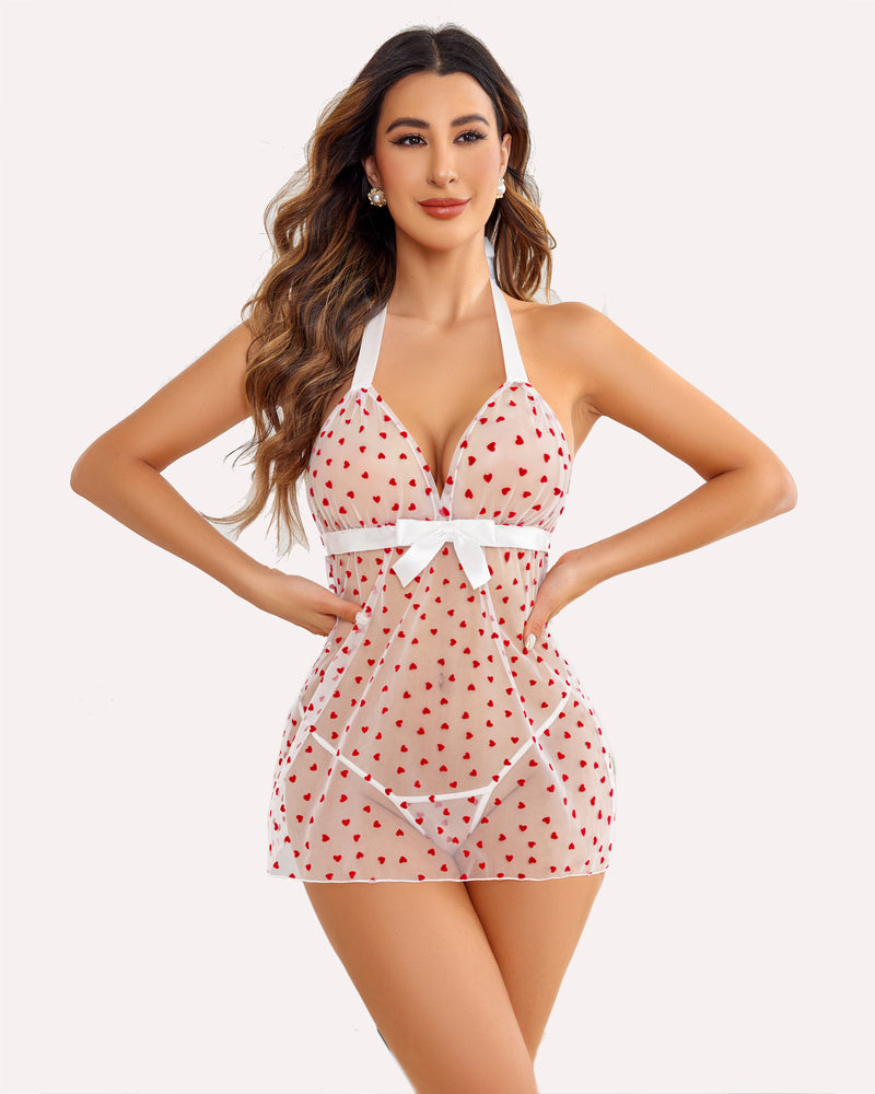Exotische Halter-Nachthemden Transparentes Mesh-Babydoll