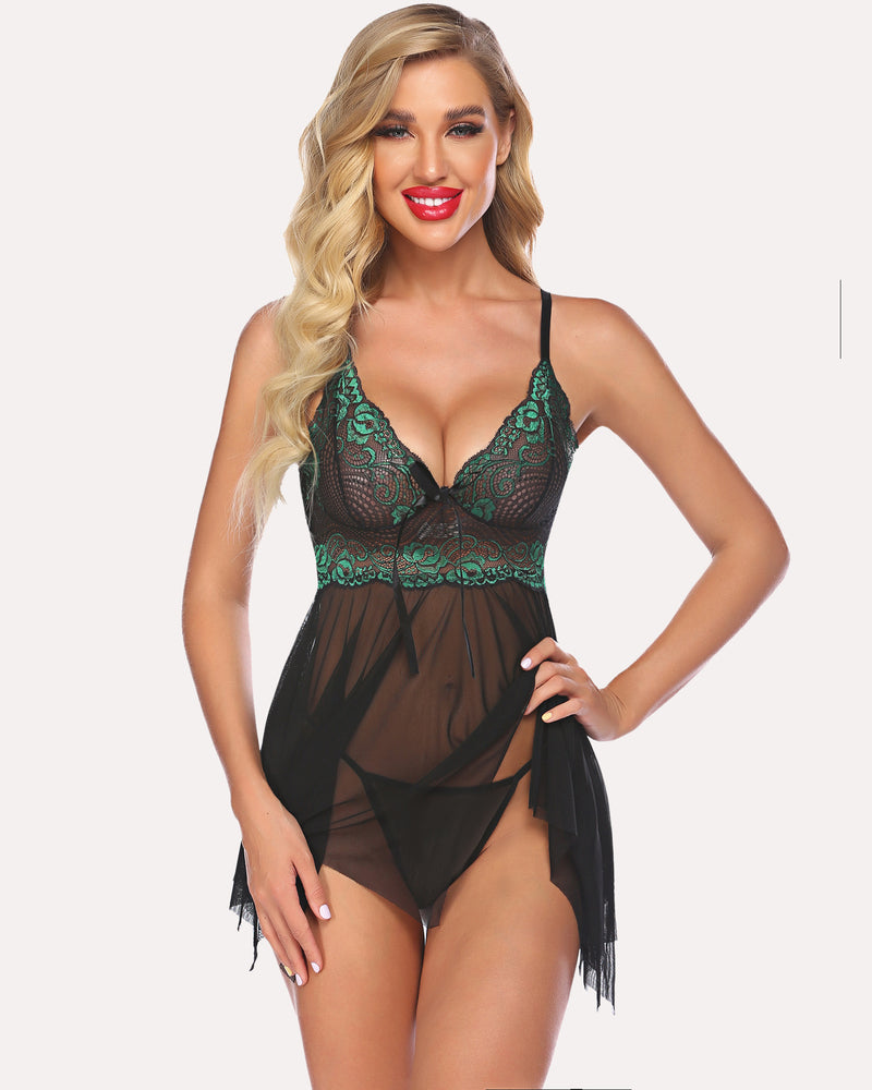 Spitze Nachthemd Mesh Nighty Babydoll