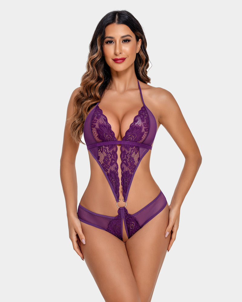 Leopard Tiefer V-Spitzen-Mini-Bodysuit