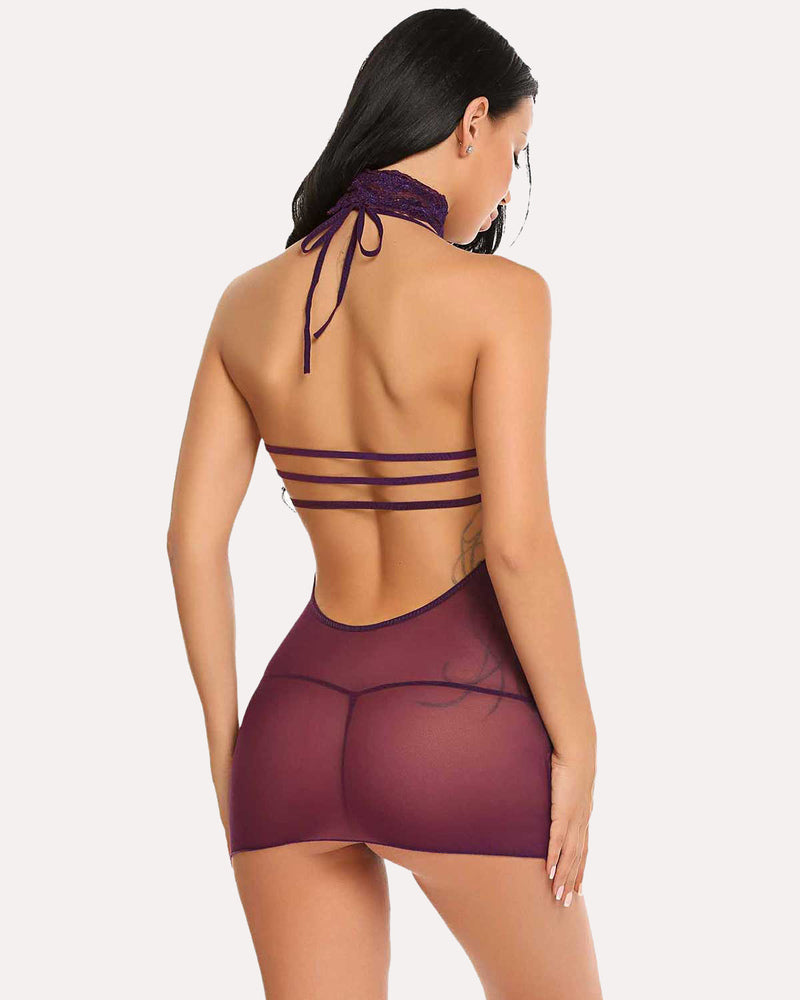 Lace Halter Chemise Dress