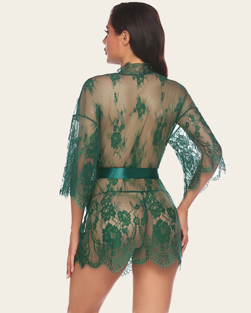 Spitze Kimono Mesh Robe