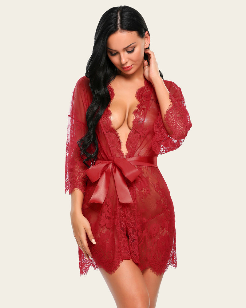 Spitze Kimono Mesh Robe