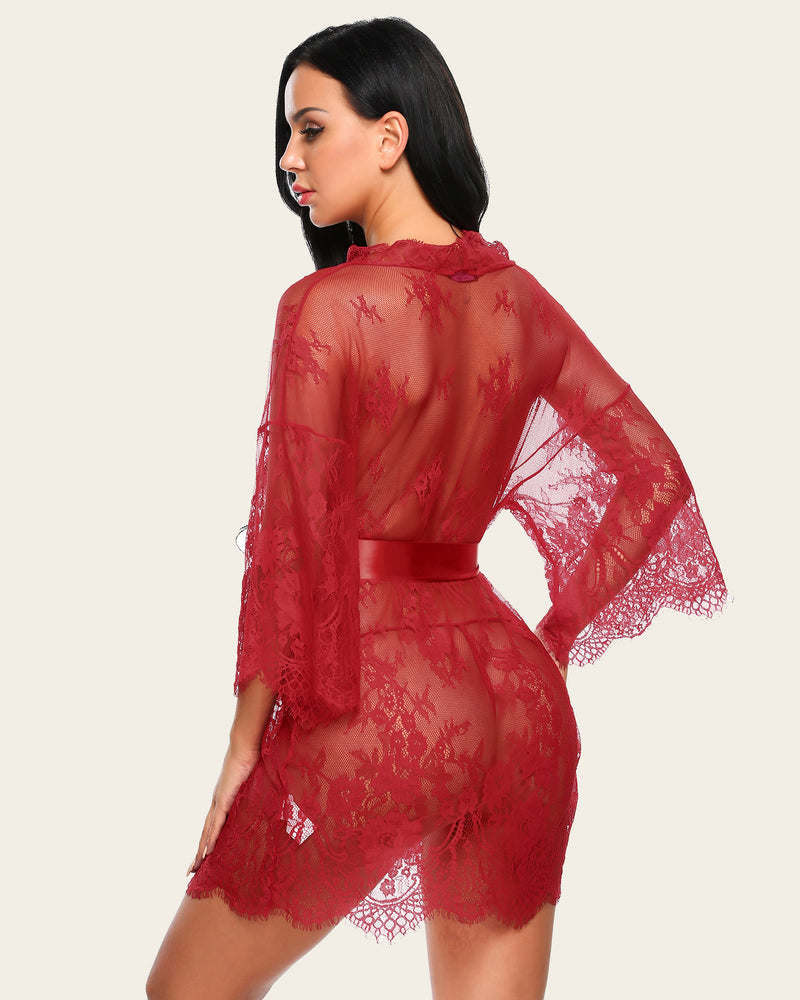 Spitze Kimono Mesh Robe