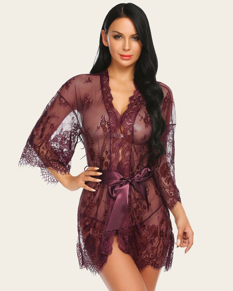 Spitze Kimono Mesh Robe