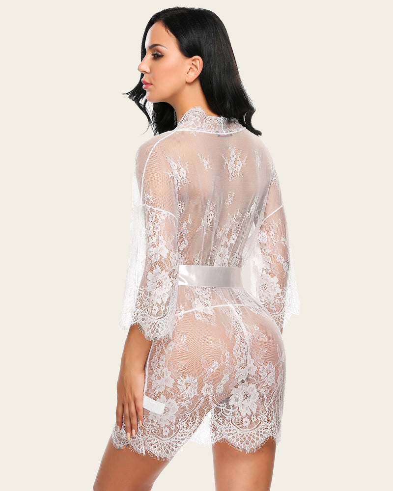Spitze Kimono Mesh Robe