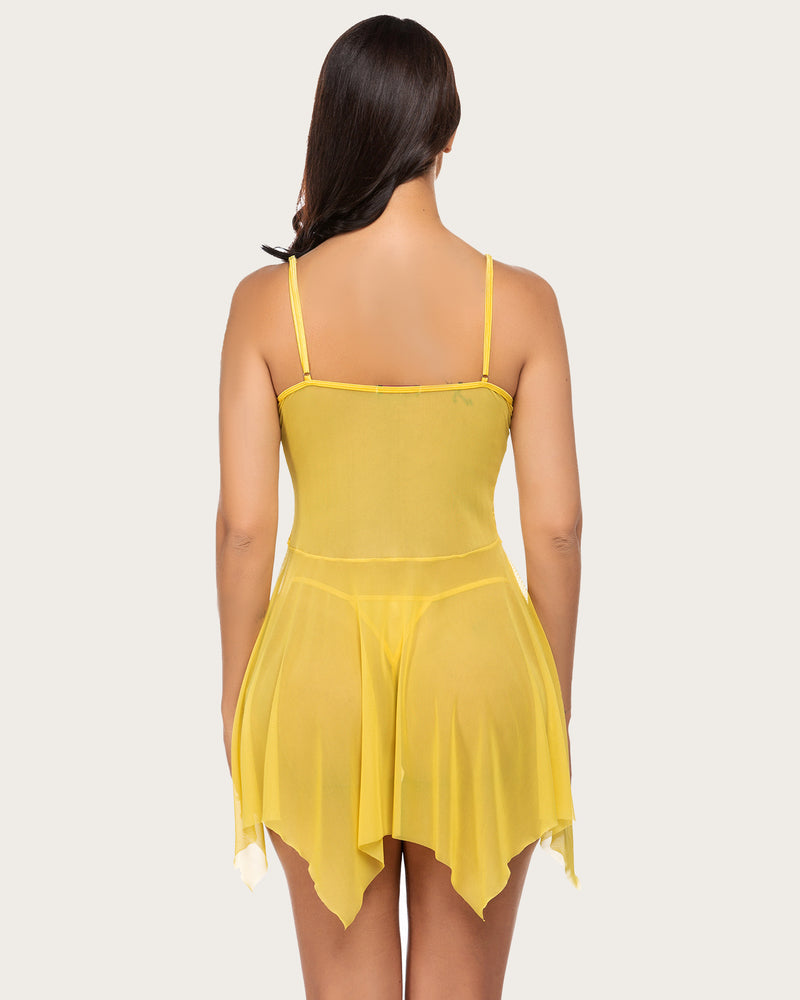 Plus Size Dessous Spitze Druck Babydoll Outfits