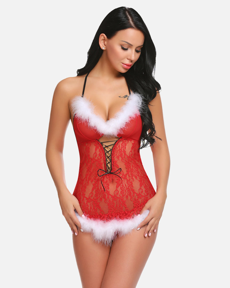 Weihnachtsmann-Dessous Teddy