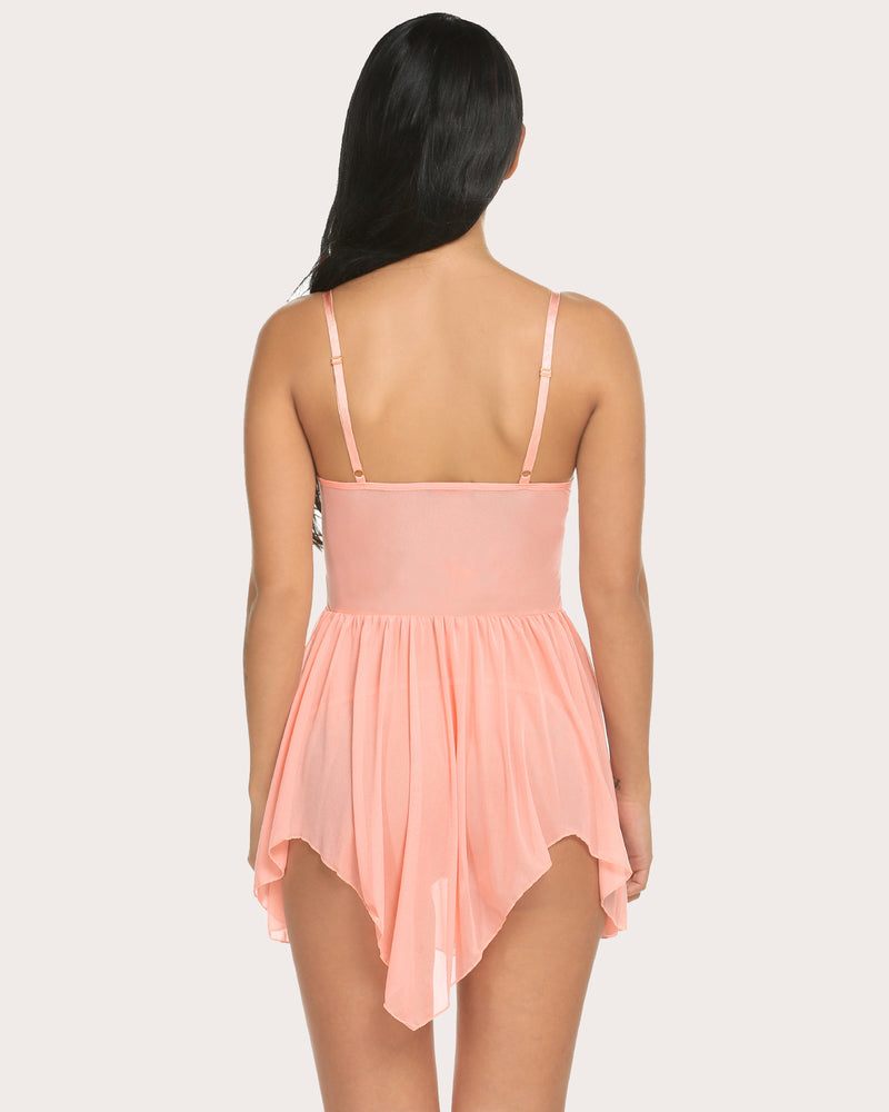 Plus Size Spitze V-Ausschnitt Babydoll