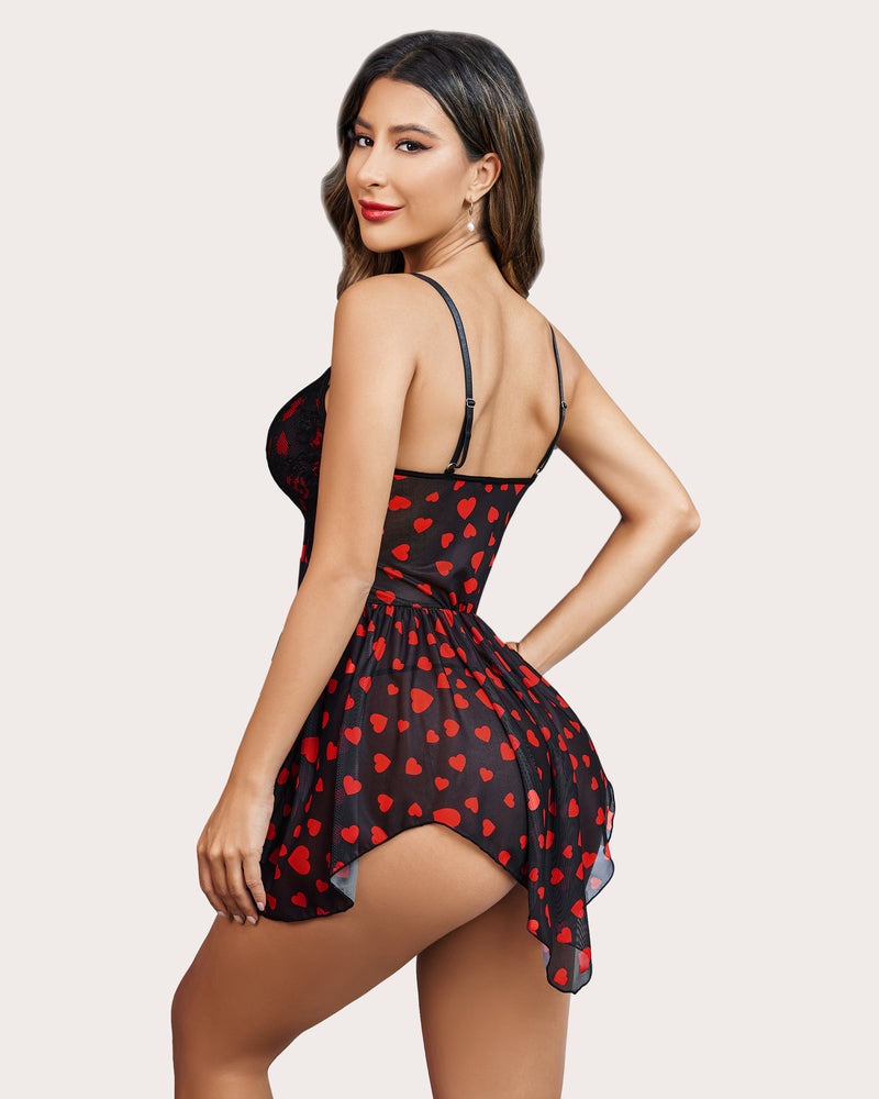 Plus Size Spitze V-Ausschnitt Babydoll