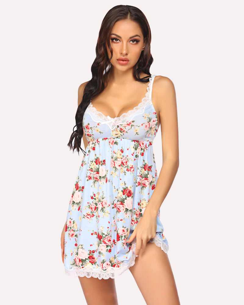 Florales Spitzen-Nachthemd mit Vollslip