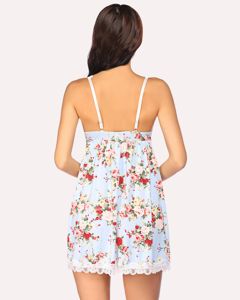Florales Spitzen-Nachthemd mit Vollslip