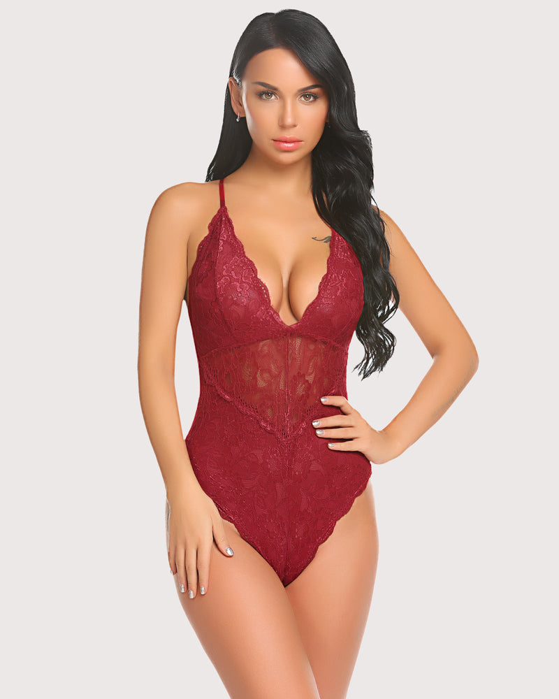 Pius Größe Snap Crotch Lace Bodysuit
