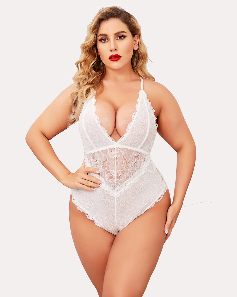 Pius Größe Snap Crotch Lace Bodysuit
