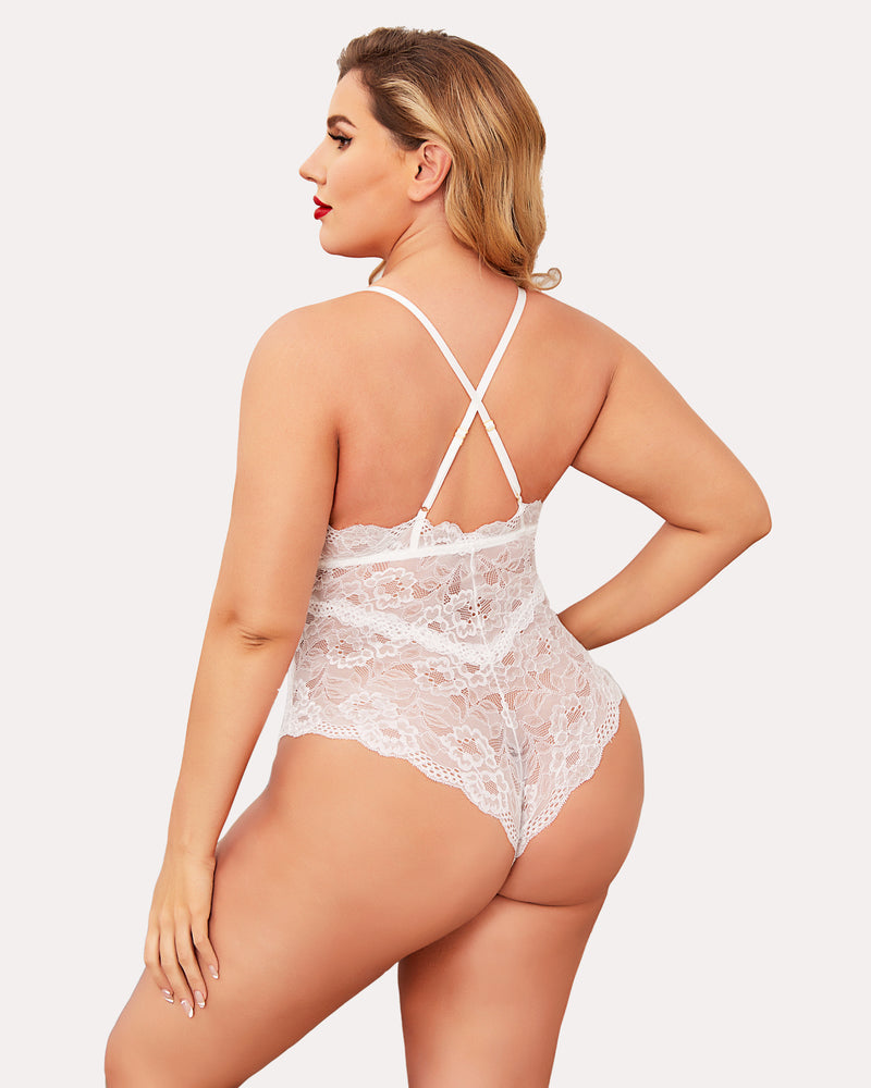Pius Größe Snap Crotch Lace Bodysuit
