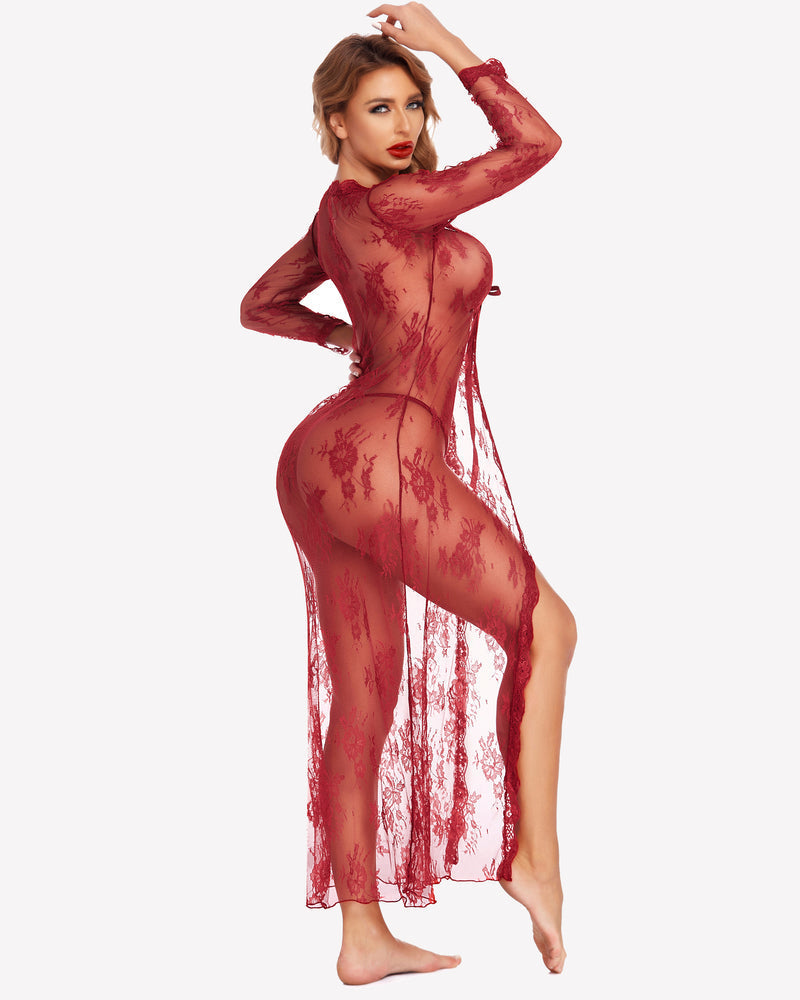 Spitze Robe Bridal Sheer Hochzeitskleid