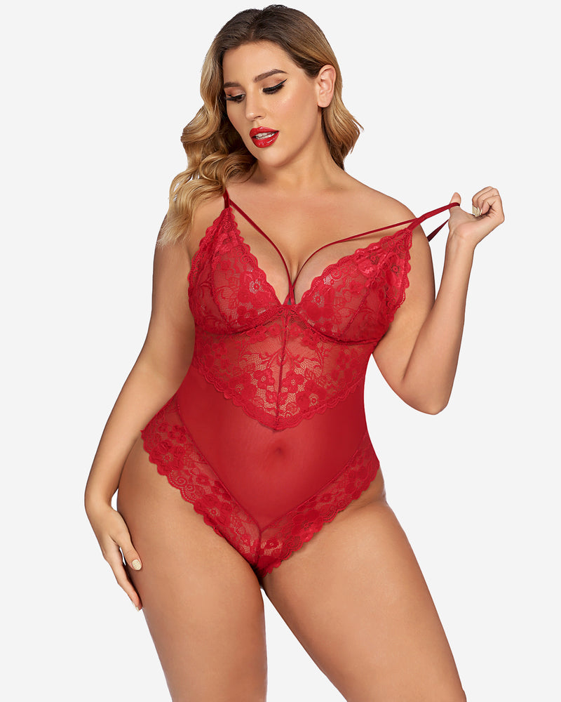 Plus Size Spitzen-Bodys mit Schnappverschluss