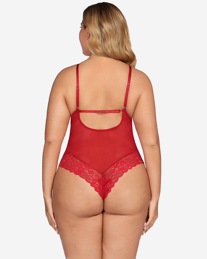 Plus Size Spitzen-Bodys mit Schnappverschluss
