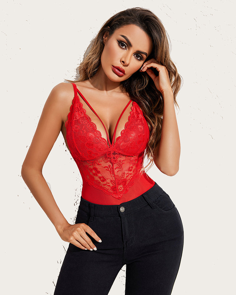 Plus Size Spitzen-Bodys mit Schnappverschluss
