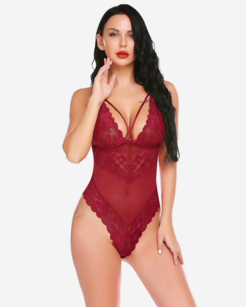 Plus Size Spitzen-Bodys mit Schnappverschluss