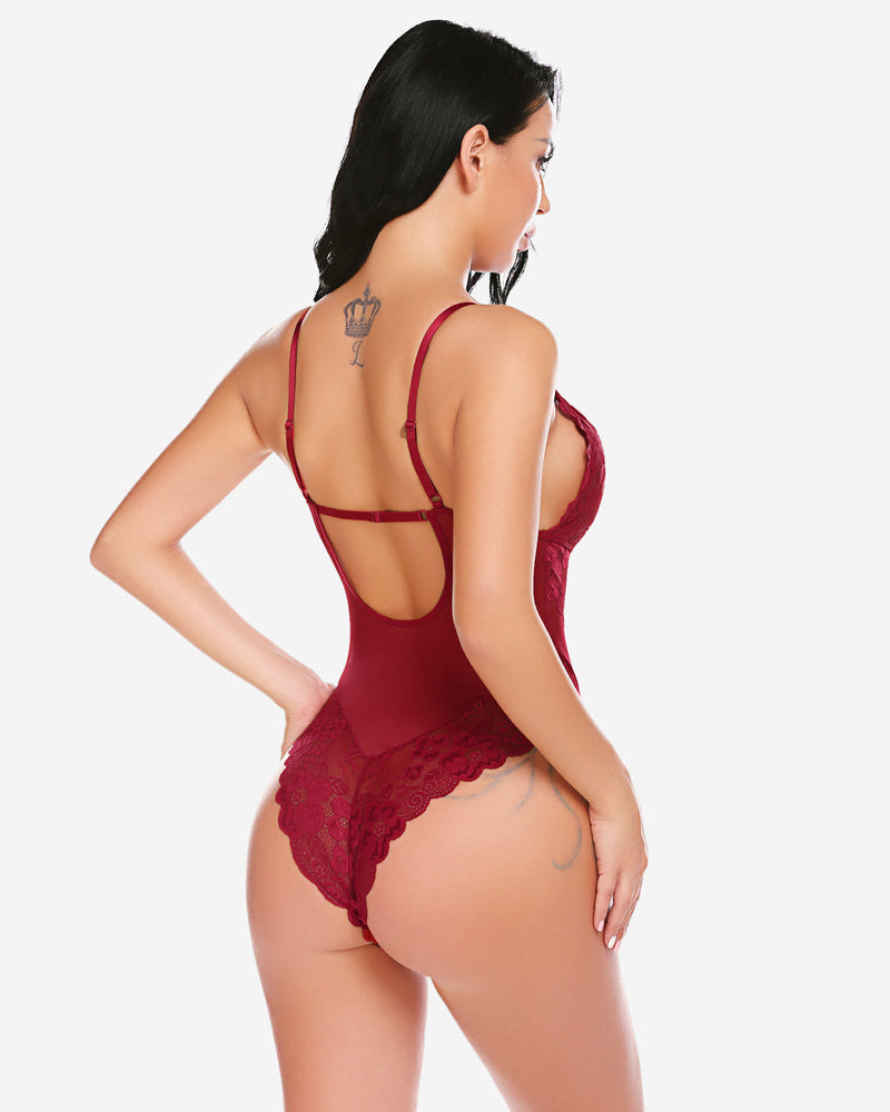 Plus Size Spitzen-Bodys mit Schnappverschluss