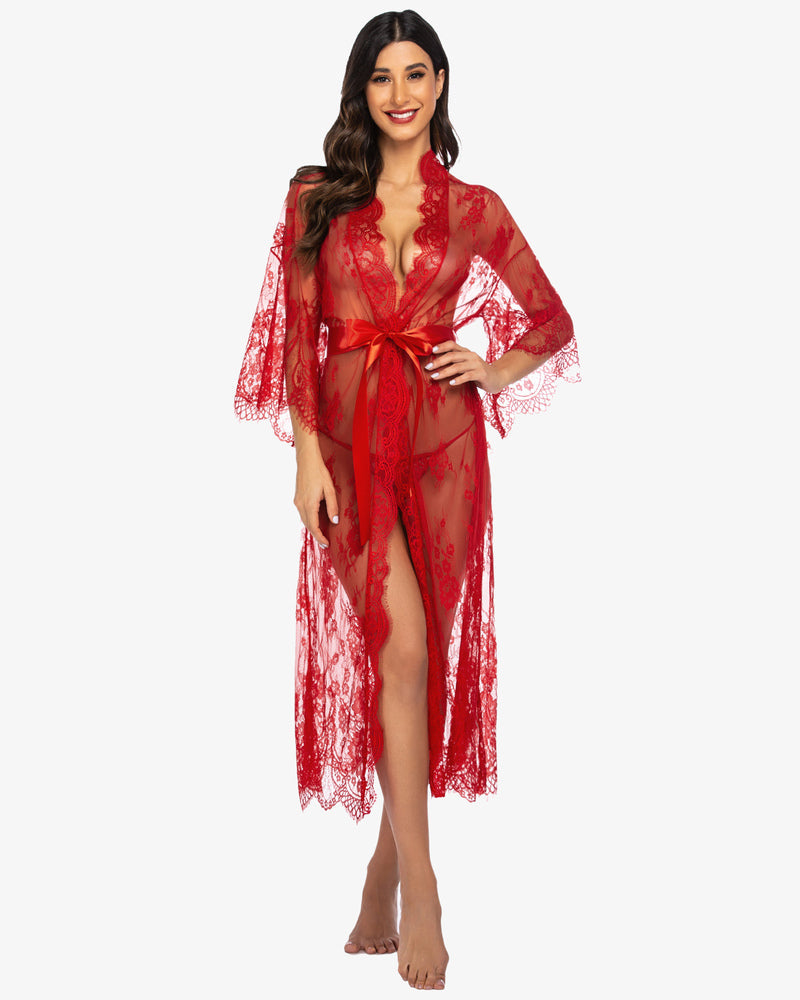 Spitze Kimono Robe Transparentes Nachthemd