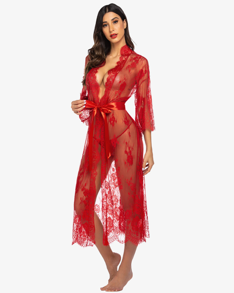 Spitze Kimono Robe Transparentes Nachthemd