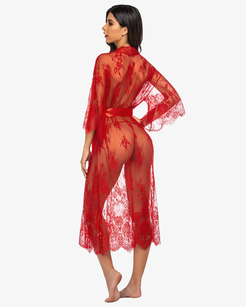 Spitze Kimono Robe Transparentes Nachthemd