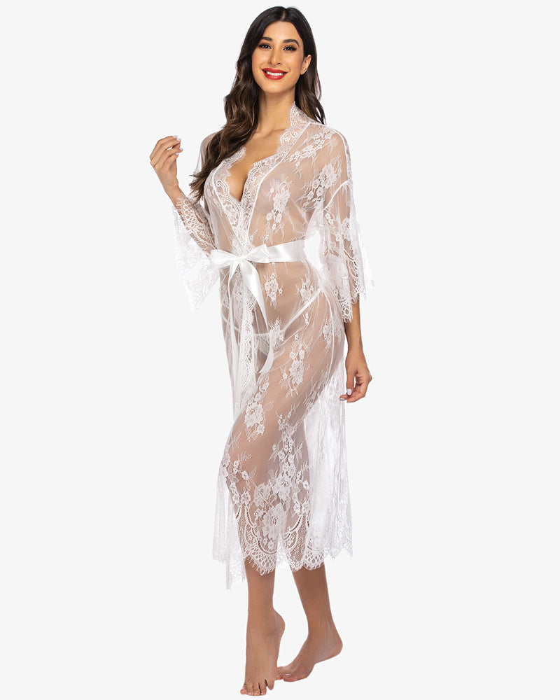 Spitze Kimono Robe Transparentes Nachthemd