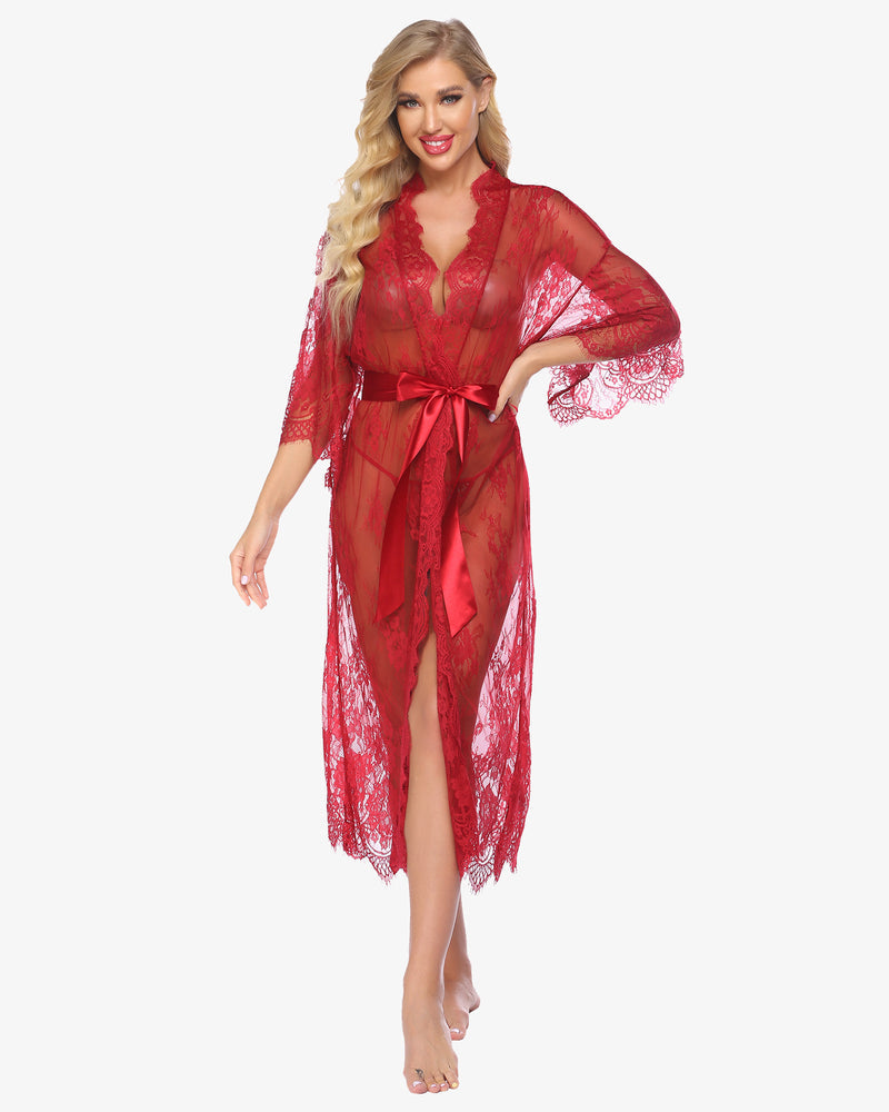 Spitze Kimono Robe Transparentes Nachthemd