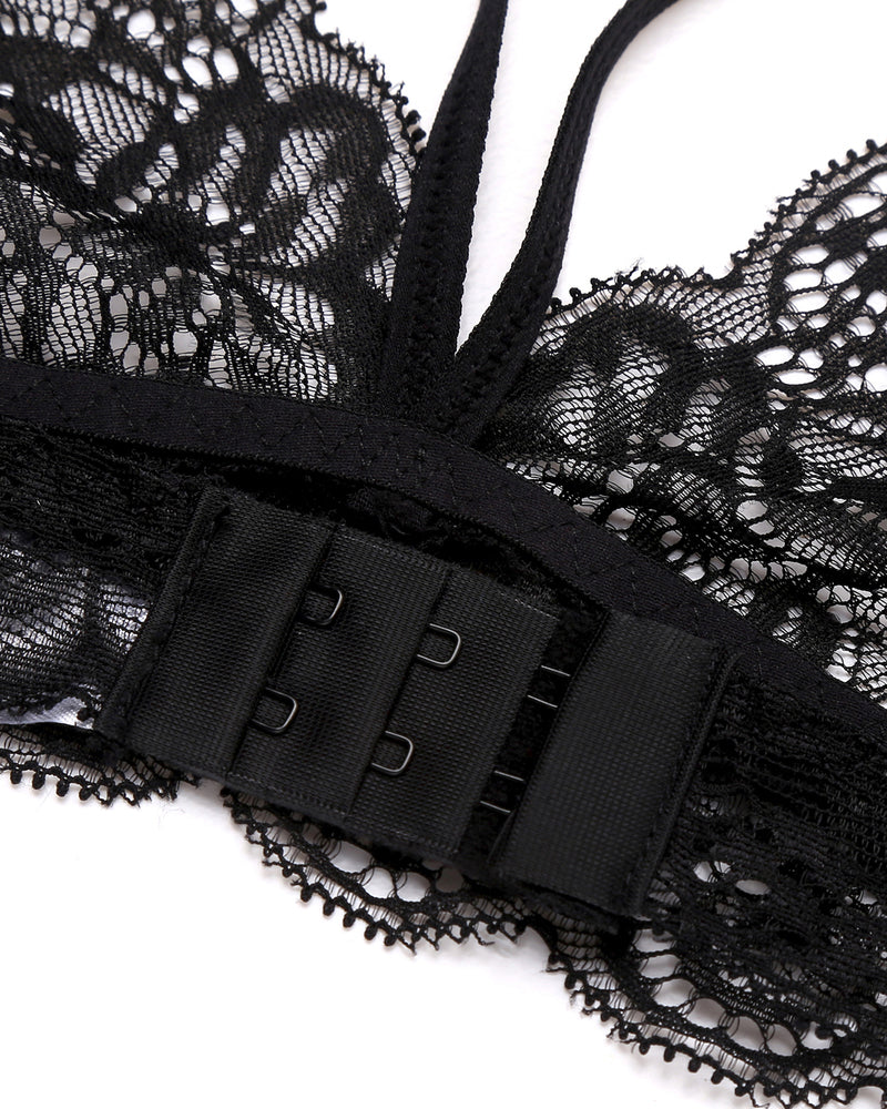 3 Stück Sets Spitze Bralette. Rock mit Höschen