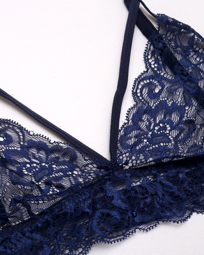 3 Stück Sets Spitze Bralette. Rock mit Höschen