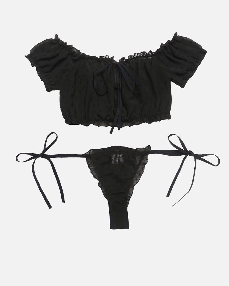 2 Packungen Mesh Ruffle BH und Panty Set