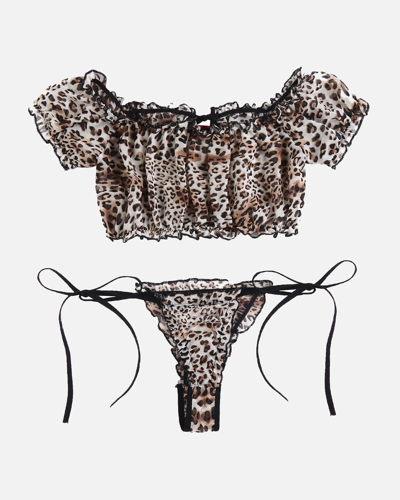 Leopard Ruffle BH und Panty Set