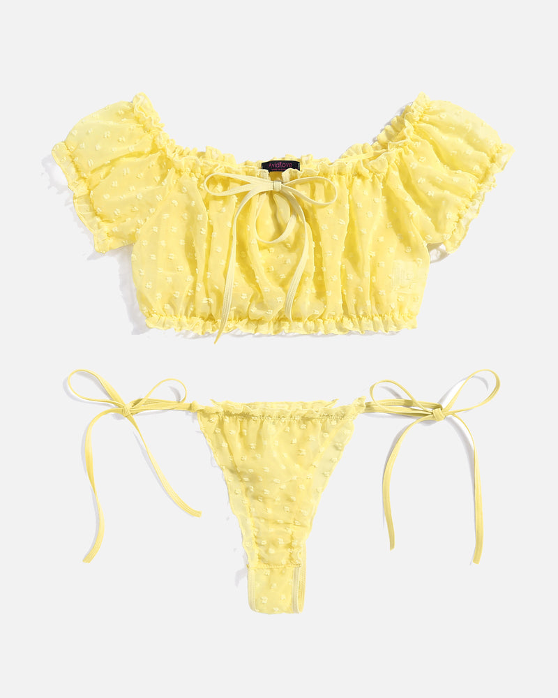 2 Packungen Mesh Ruffle BH und Panty Set