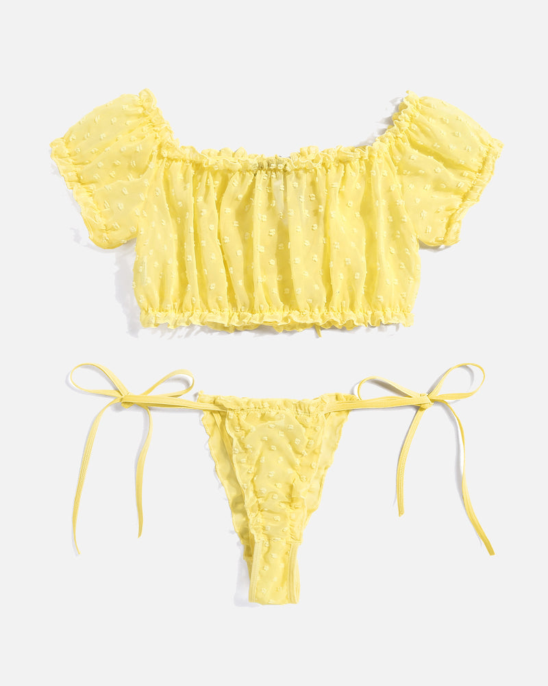 2 Packungen Mesh Ruffle BH und Panty Set