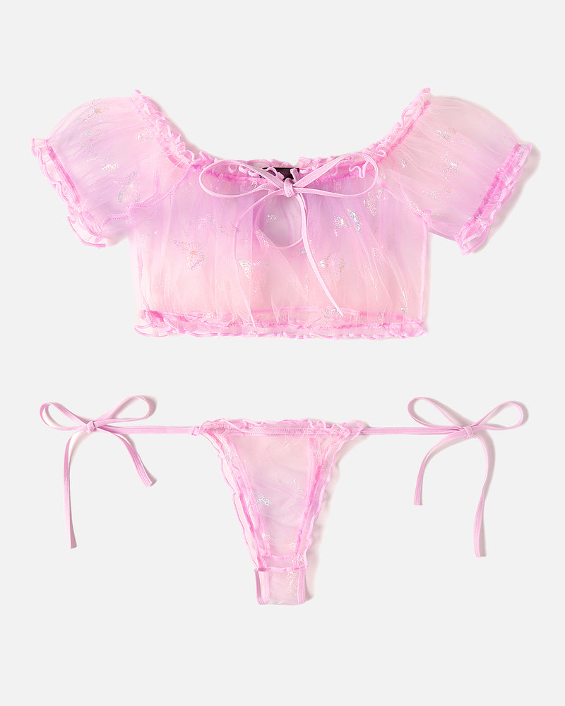 Leopard Ruffle BH und Panty Set