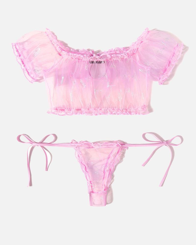 Leopard Ruffle BH und Panty Set